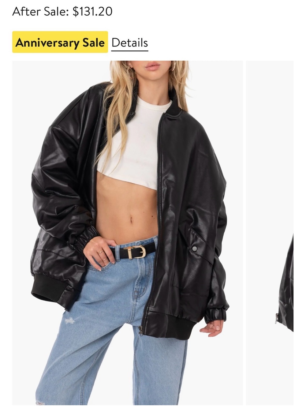 Edikted Black Oversized Vegan Leather Bomber